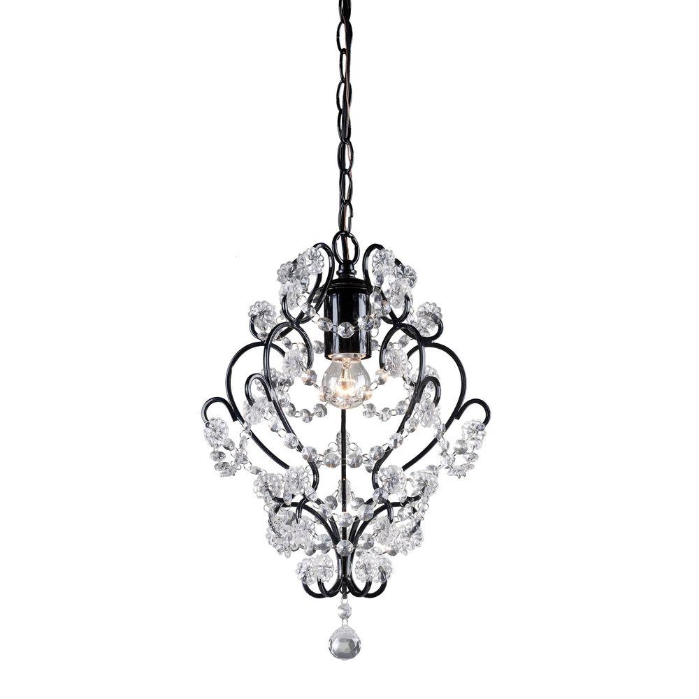 An Lighting 1 Light Black Framed And Crystal Mini Pendant An Lighting 1 Light Black Framed And Crystal Mini Pendant