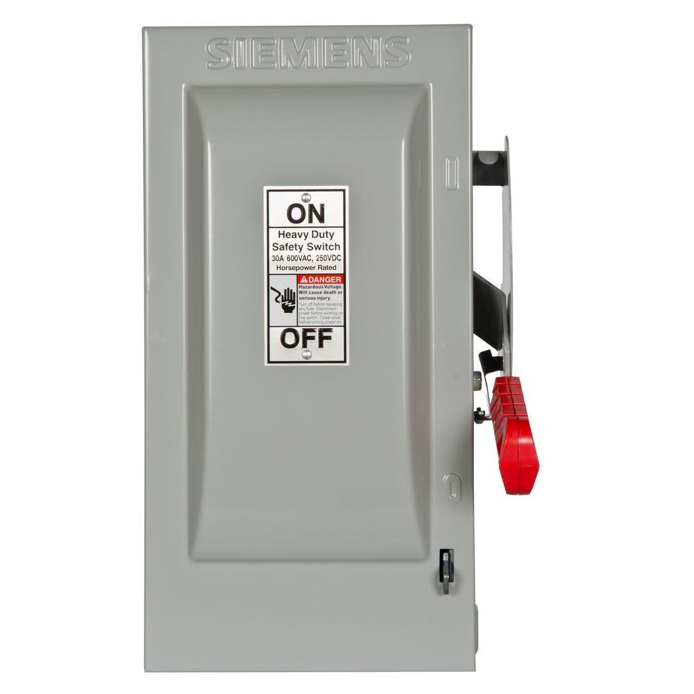 Siemens Heavy Duty 30 Amp 600Volt 3Pole Indoor Fusible Safety Switch