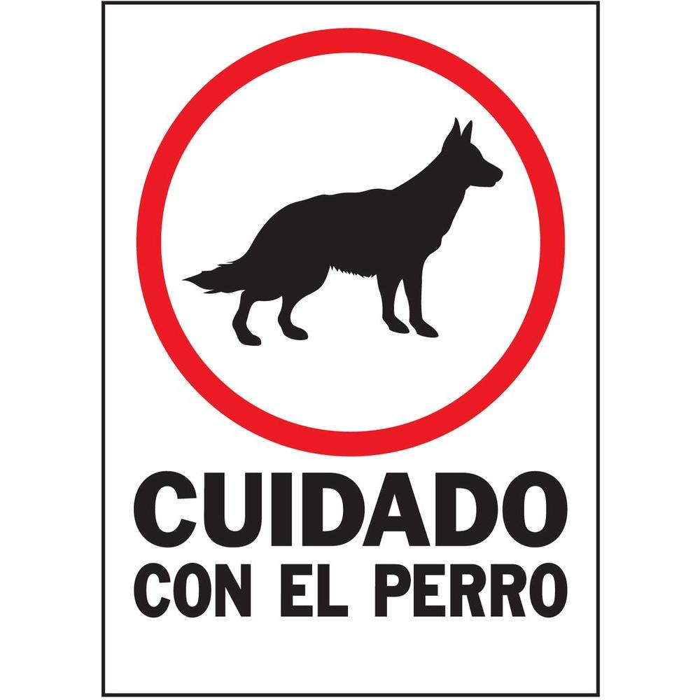 Everbilt 10 In X 14 In Plastic Cuidado Con El Perro Sign The Home Depot