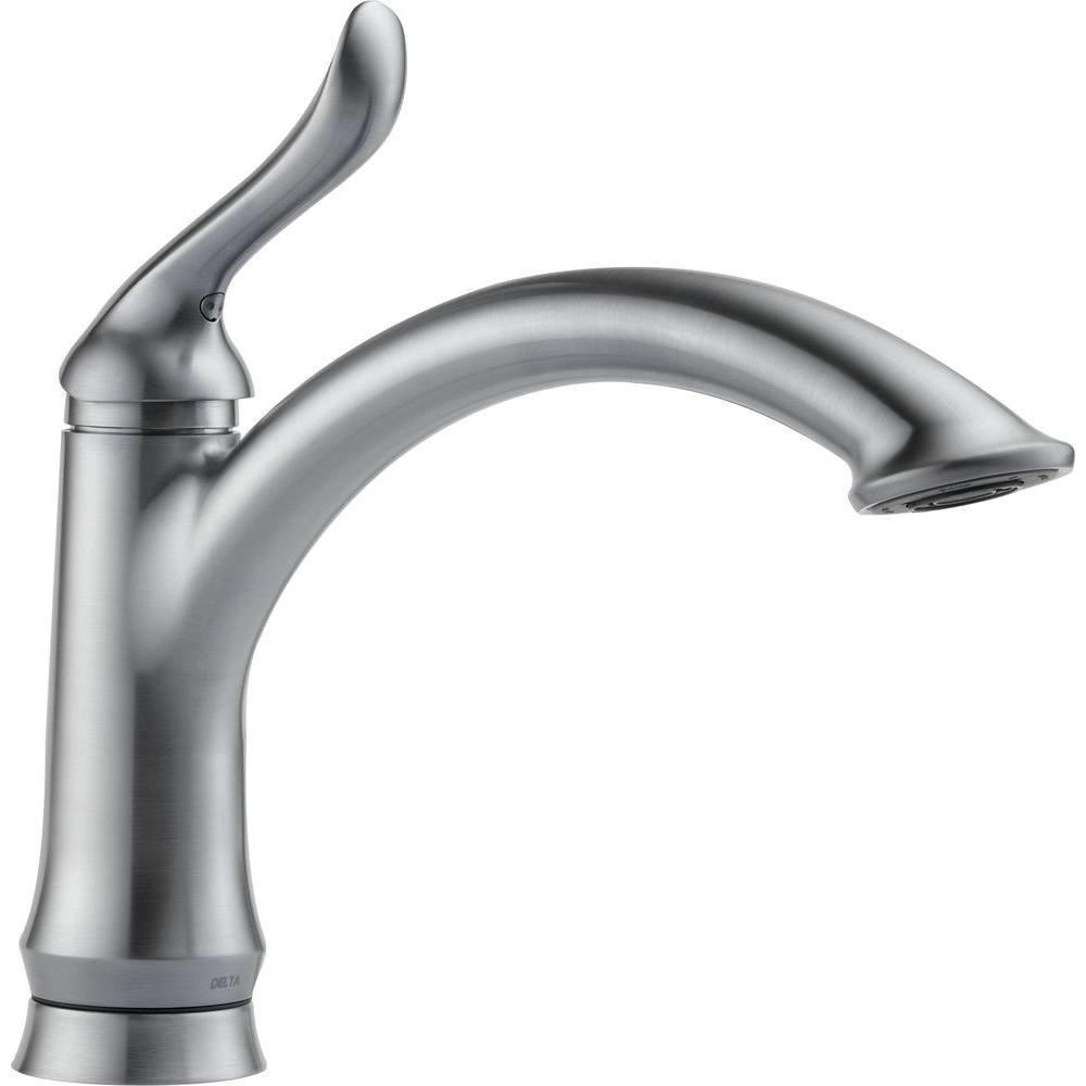 Delta linden single handle kitchen faucet in stainless