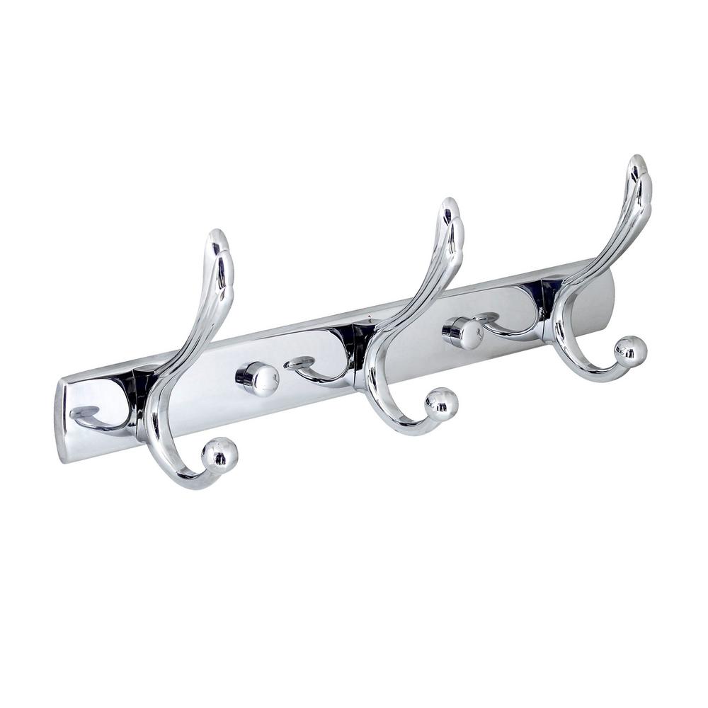 MODONA Large Triple Towel and Robe Hook in Polished Chrome-3H03-A - The Home Depot