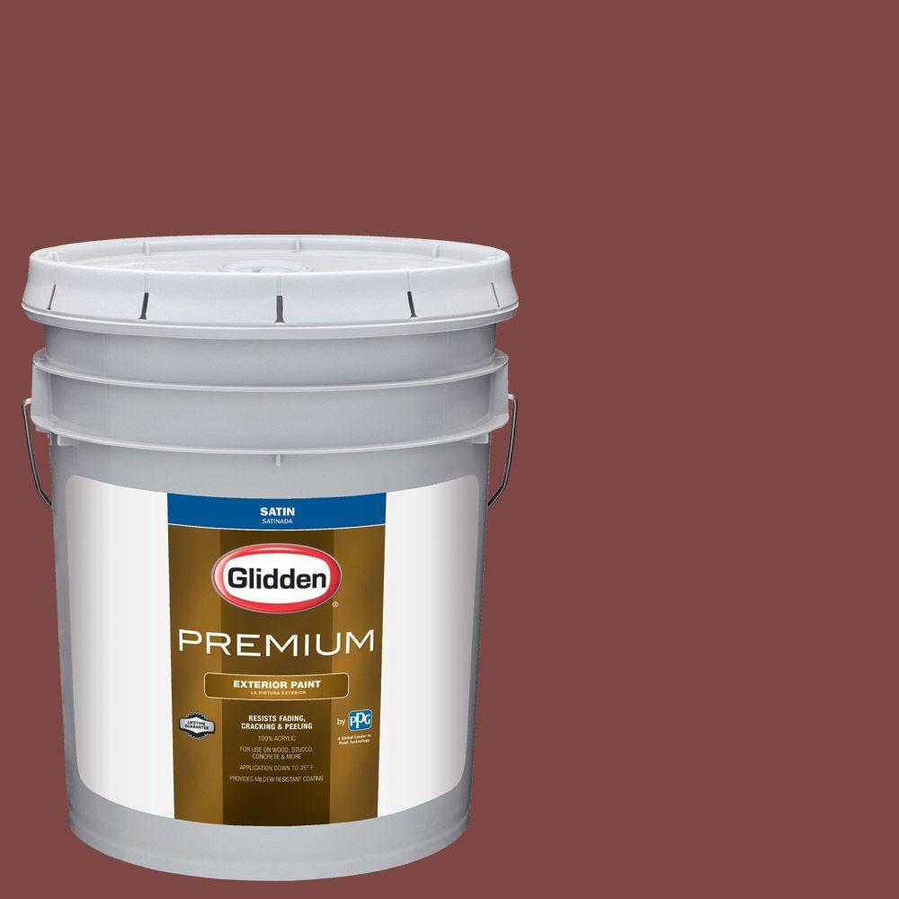 Glidden Premium 5 Gal Hdgr65u Colonial Red Satin Latex Exterior Hdgr65u Colonial Red Satin Latex Exterior Paint