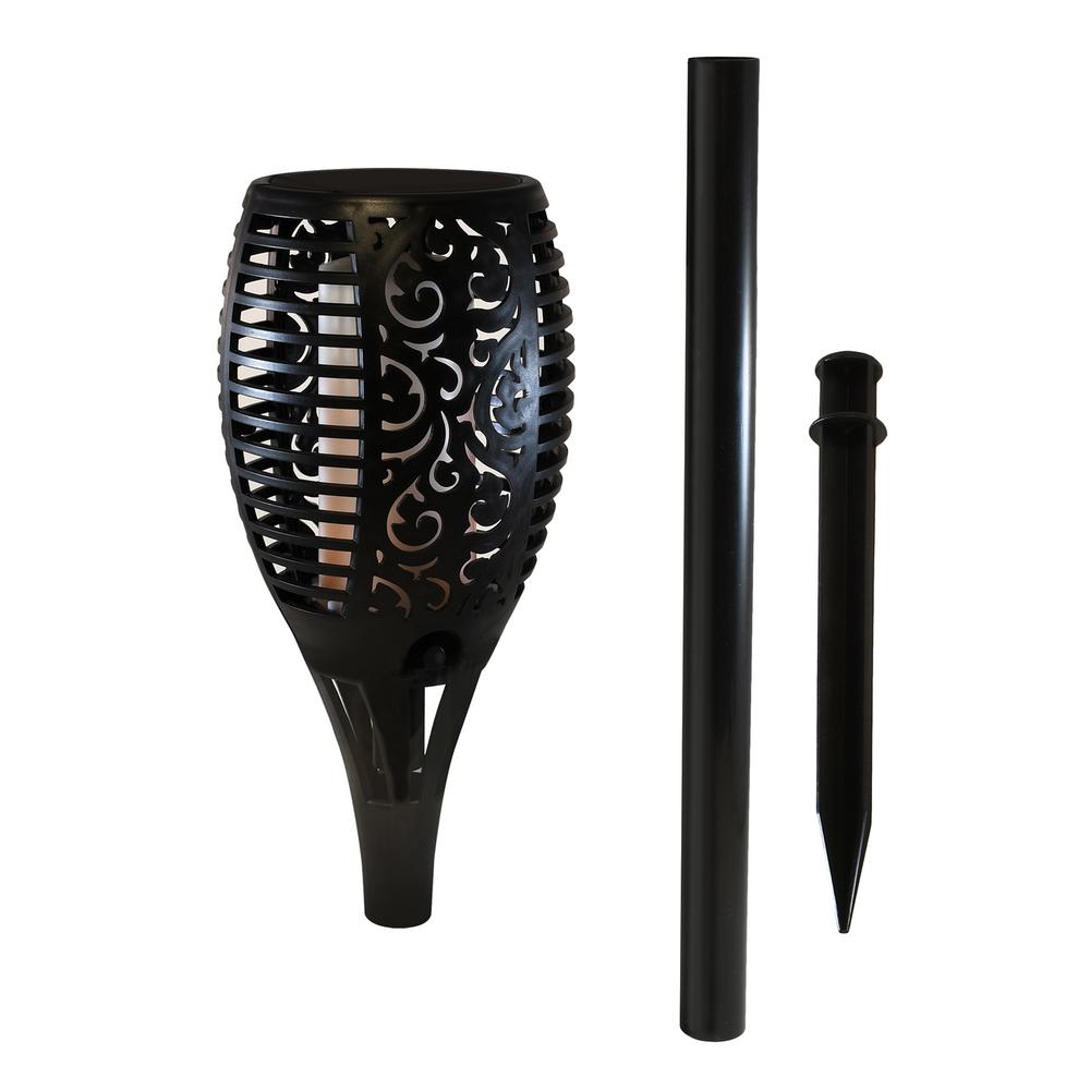 Lumabase Solar Powered Flame Effect Black Torch62501 The Home Depot