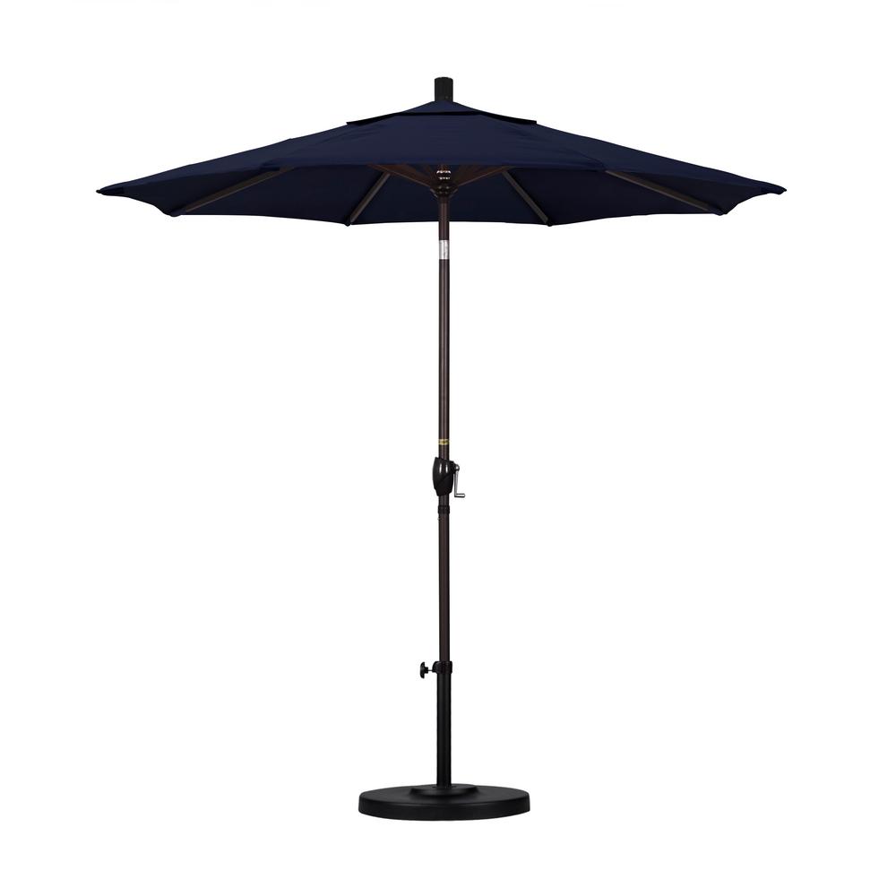 California Umbrella 7 1 2 Ft Aluminum Push Tilt Patio Market Umbrella In Navy Blue Olefin Gspt758117 F09 The Home Depot