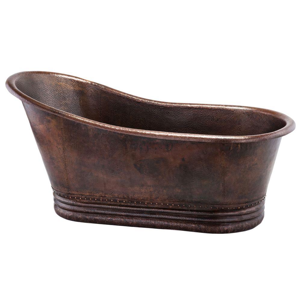 Premier Copper Products 5.58 ft. Hammered Copper Single Slipper Flatbottom... by Premier Copper Products