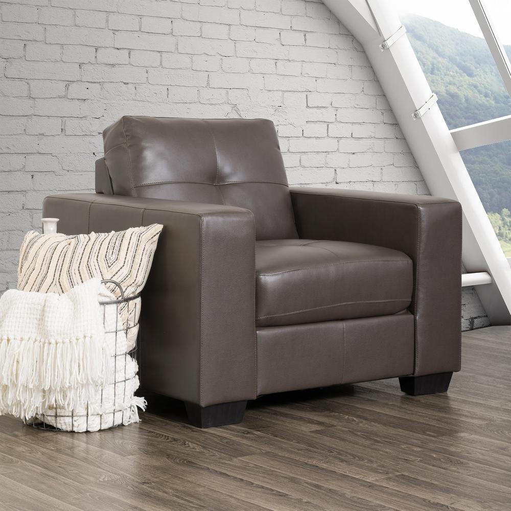 Corliving Club Tufted Brownish Grey Bonded Leather Chair Lzy 121 C The Home Depot Corliving Club Tufted Brownish Grey