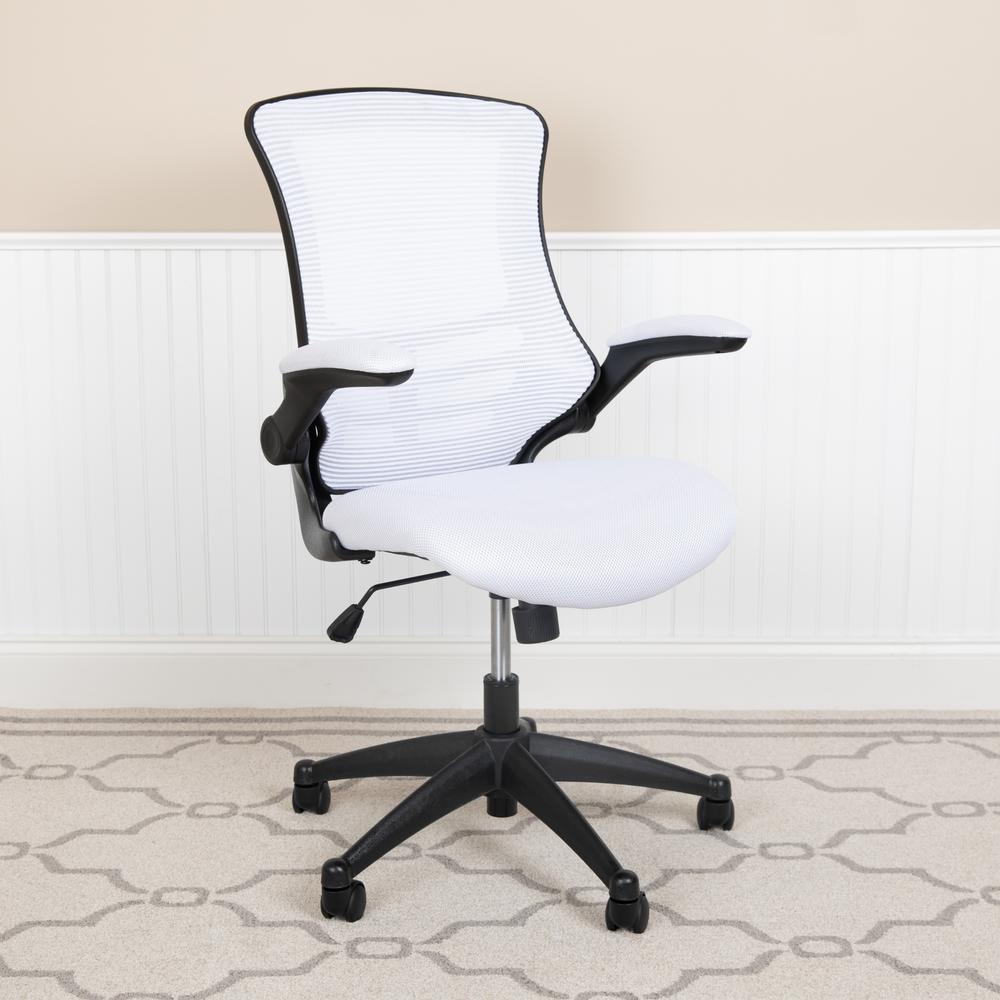 Carnegy Avenue White Mesh Mid-Back Desk Chair-CGA-BL-270301-WH-HD - The