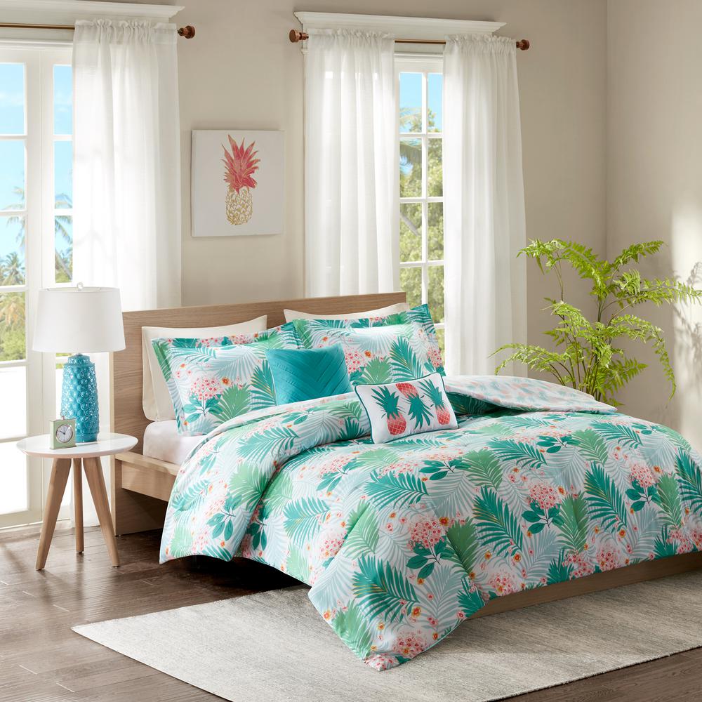 Mi Zone Asha 4 Piece Blue Full Queen Comforter Set Mz10 131 The