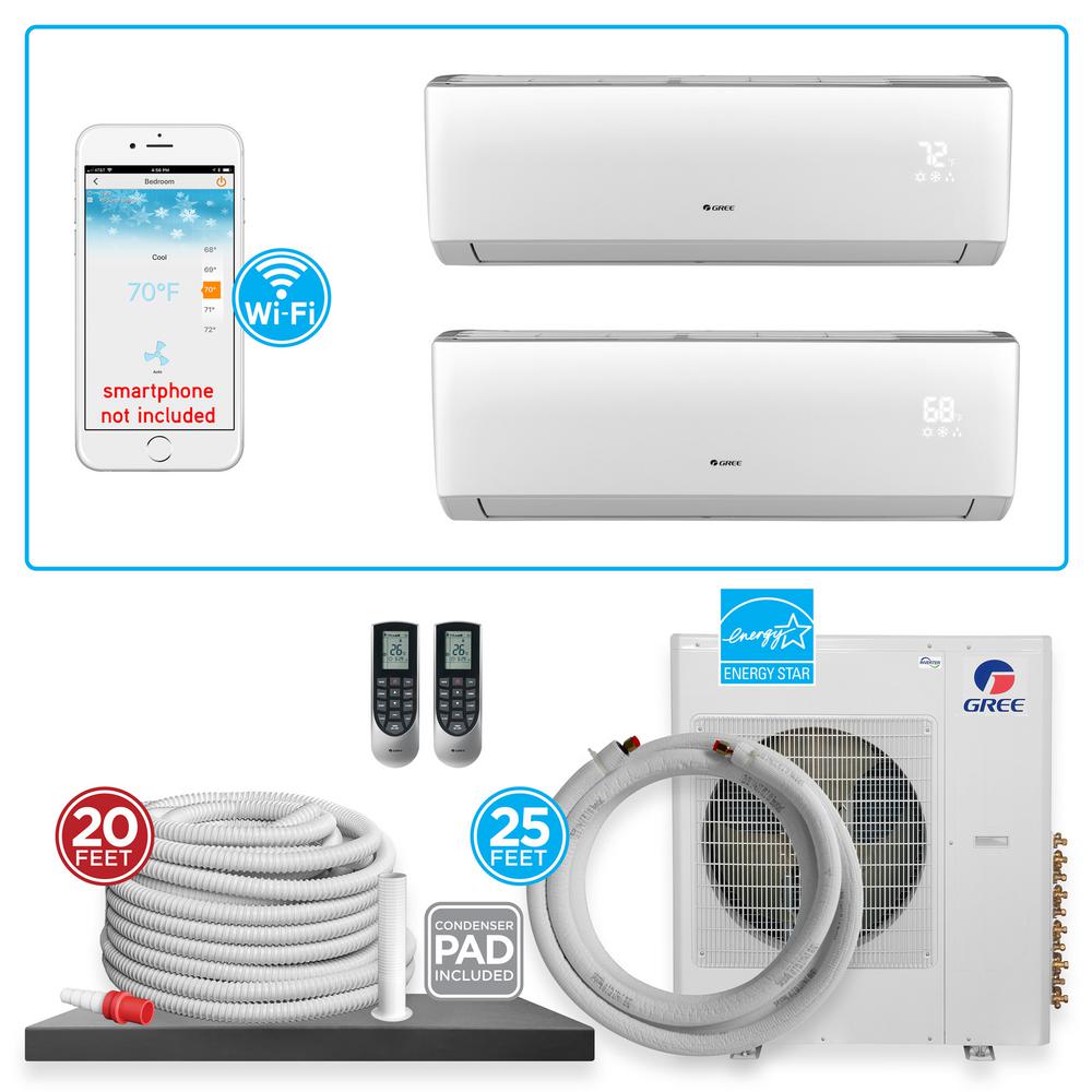 Gree Multi 21 Zone 18 000 Btu 1 5 Ton Ductless Mini Split Air Conditioner With Heat Inverter