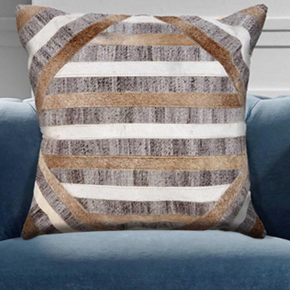 LR Resources Textured Natural Brown and Beige 20 in. x 20 in. Throw