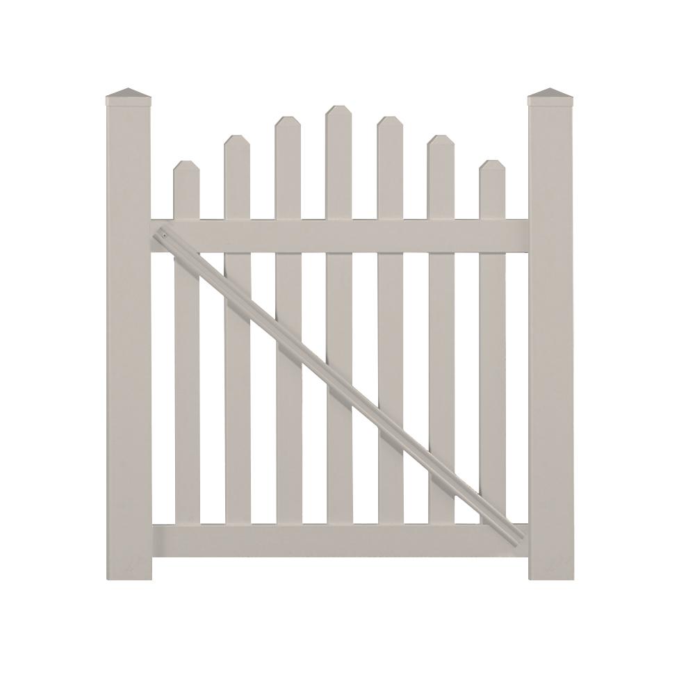 Weatherables Sanibel 4.4 ft. W x 3 ft. H Tan Vinyl Picket Fence Gate