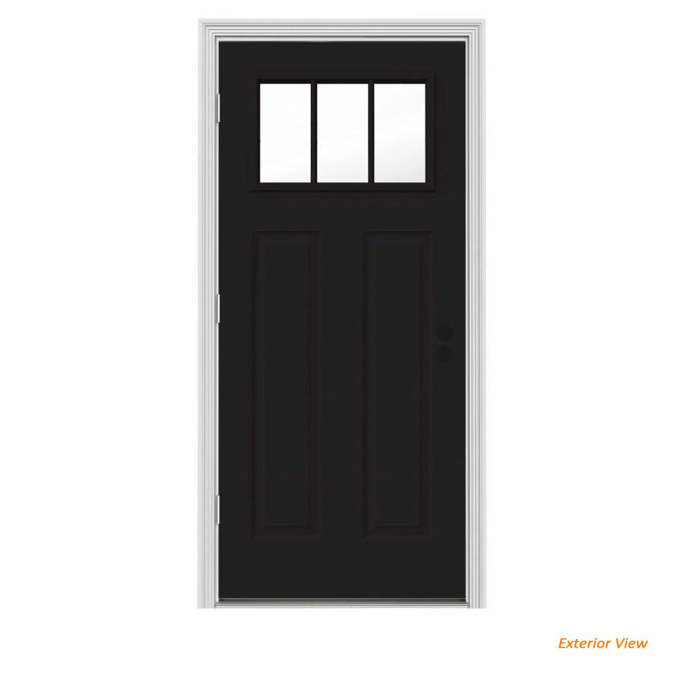 Orted Colors Front Doors Exterior The Home Depot 3 Lite Craftsman Black W White Interior Steel