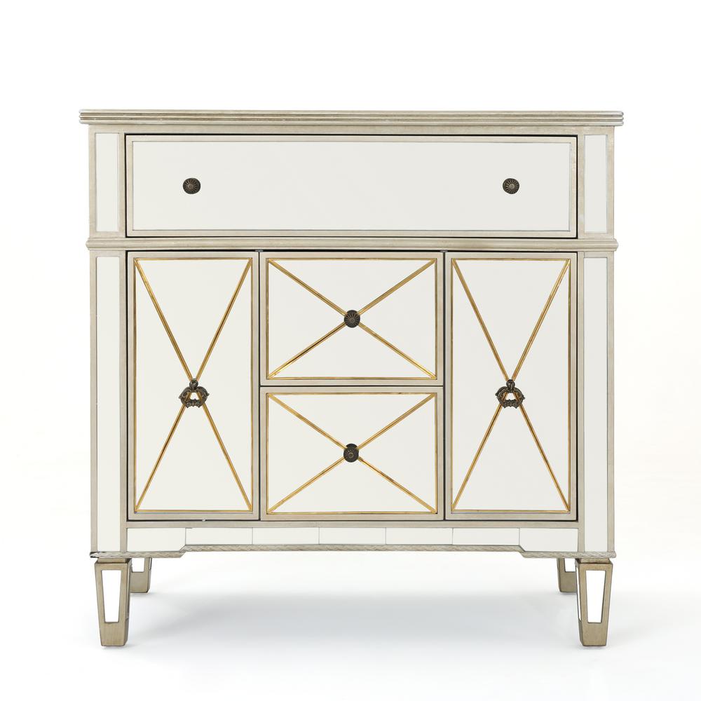 Le House Fergus Gold Faux Wood Accent Cabinet With Mirrored Fergus Gold Faux Wood Accent Cabinet