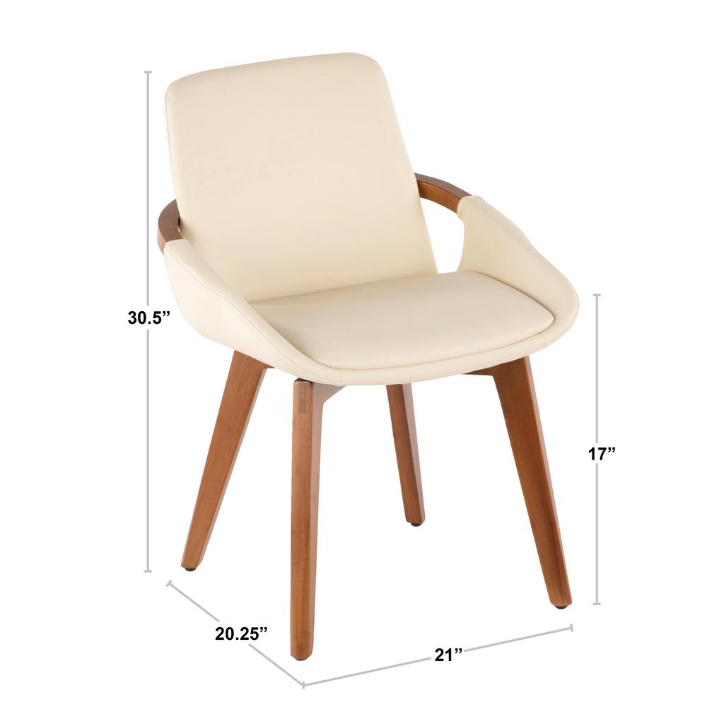 Lumisource Cosmo Walnut Wood And Cream Faux Leather Chair Ch