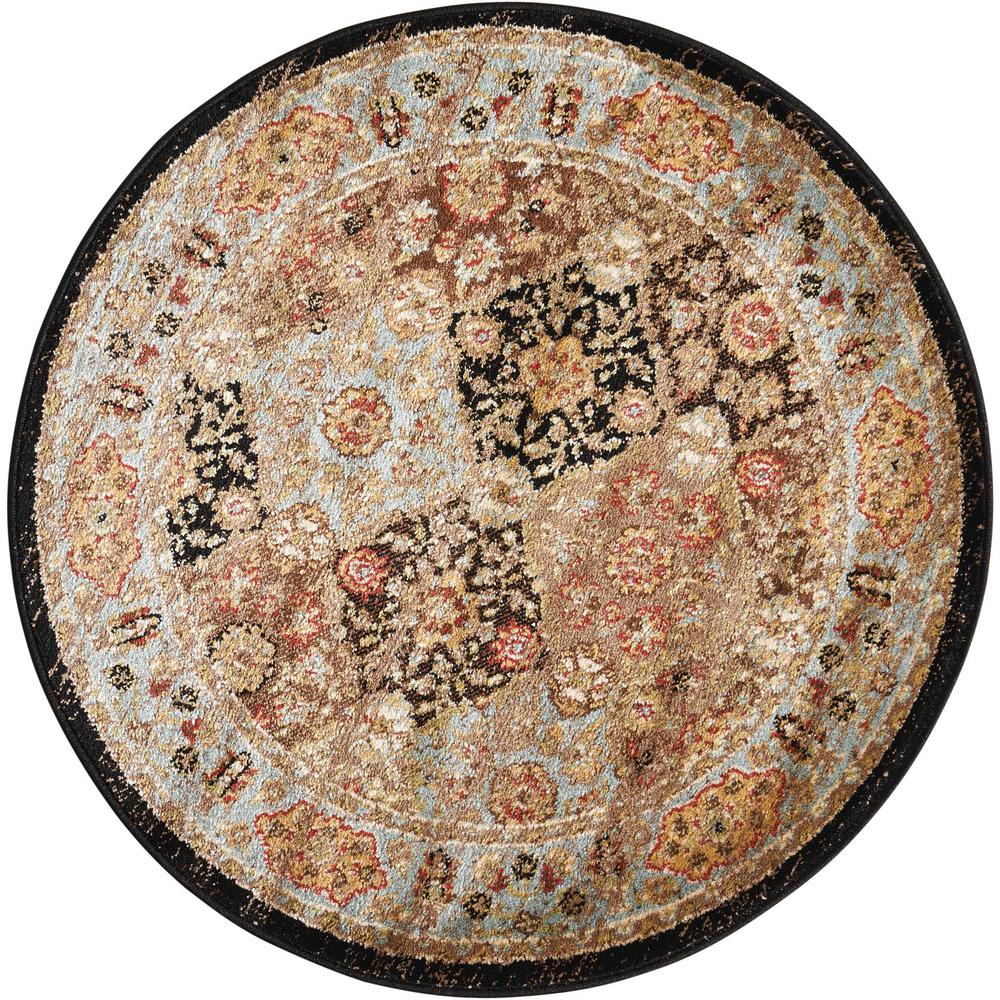 Nourison Delano Black Blue 3 Ft Round Area Rug