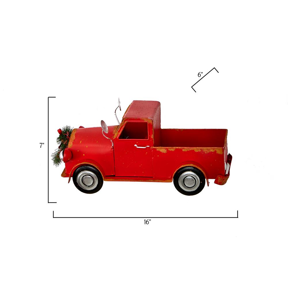 vintage metal truck with lighted accents red