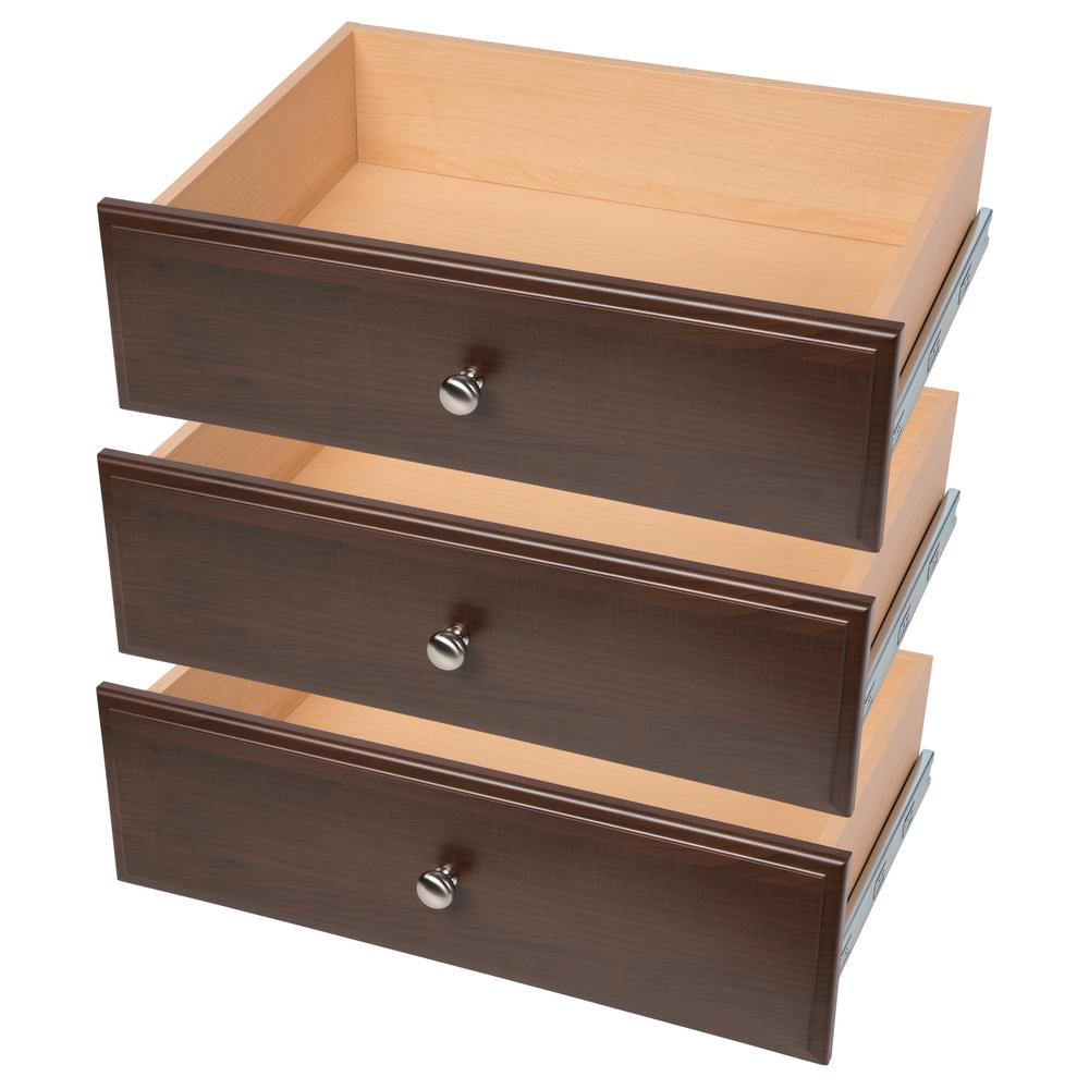 WINDQUEST COMPANIES, 24" W. x 8" H. x 14" D. Espresso Drawer 3-Pack, Brown