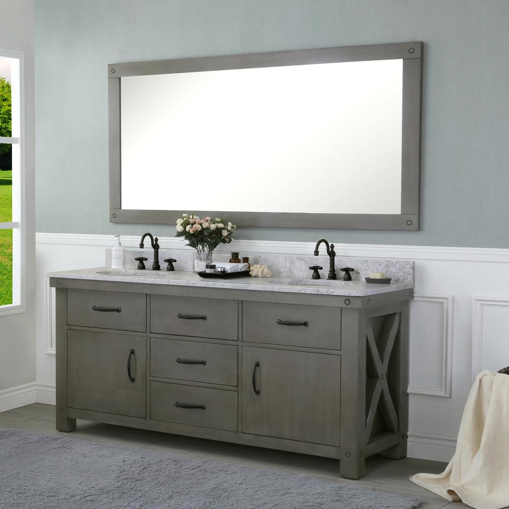 Water Creation Aberdeen 72 In W X 34 In H Vanity In Gray With Marble Vanity Top In Carrara White With White Basins And Faucets Vab072cwgg07 The Home Depot