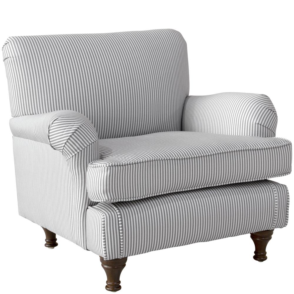 Skyline Furniture Oxford Stripe Charcoal Kid S Roll Arm Chair Skyline Furniture Oxford Stripe Charcoal Kid S Roll Arm Chair