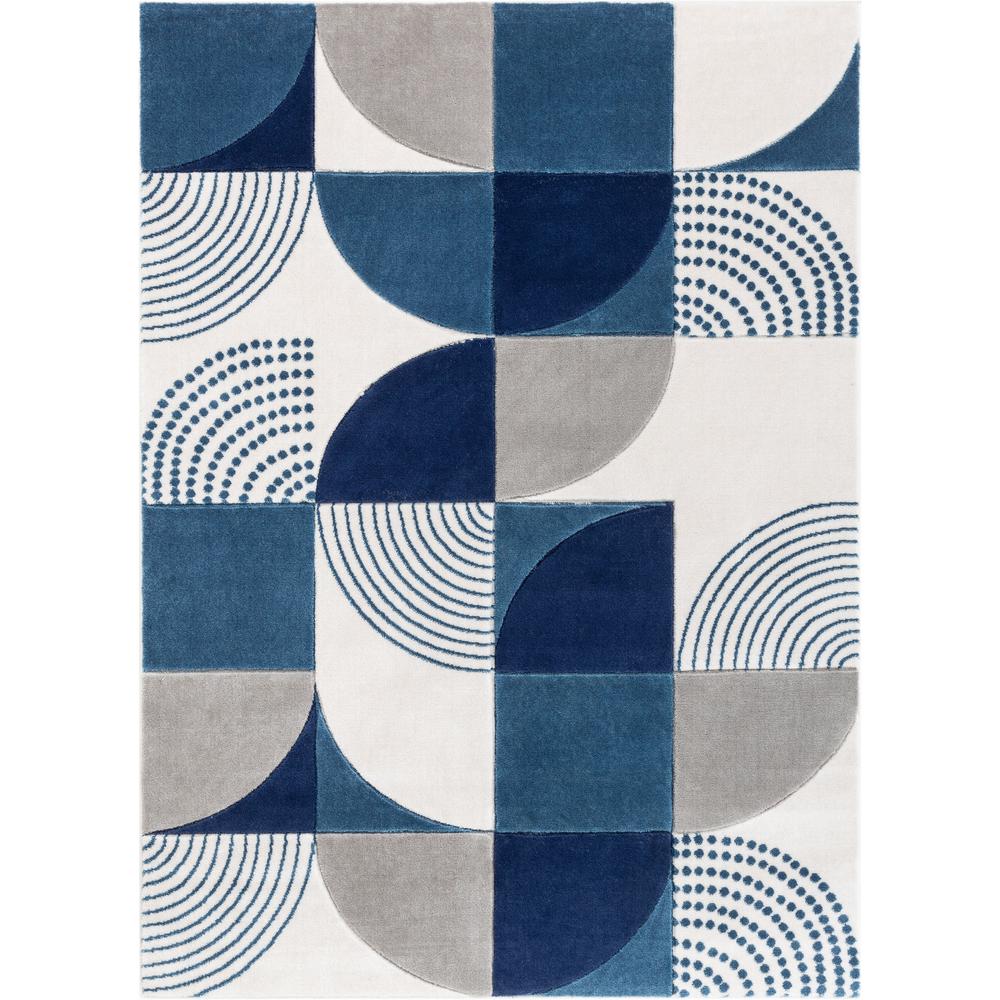 Good Vibes Margot Blue Modern Geometric Chevron 5 ft. 3 in. x 7 ft. 3 in. Area Rug