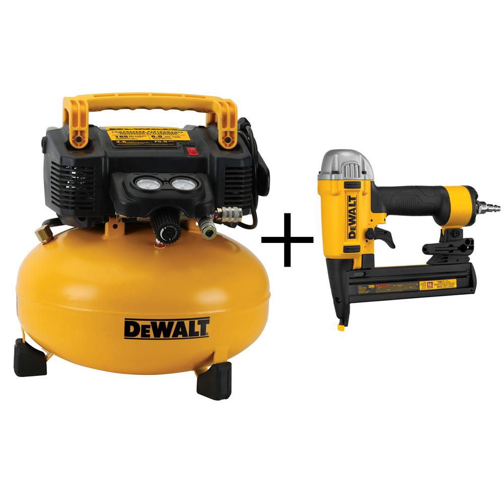 DEWALT 6 Gal. Portable Electric Air Compressor with Bonus 18Gauge 1/4