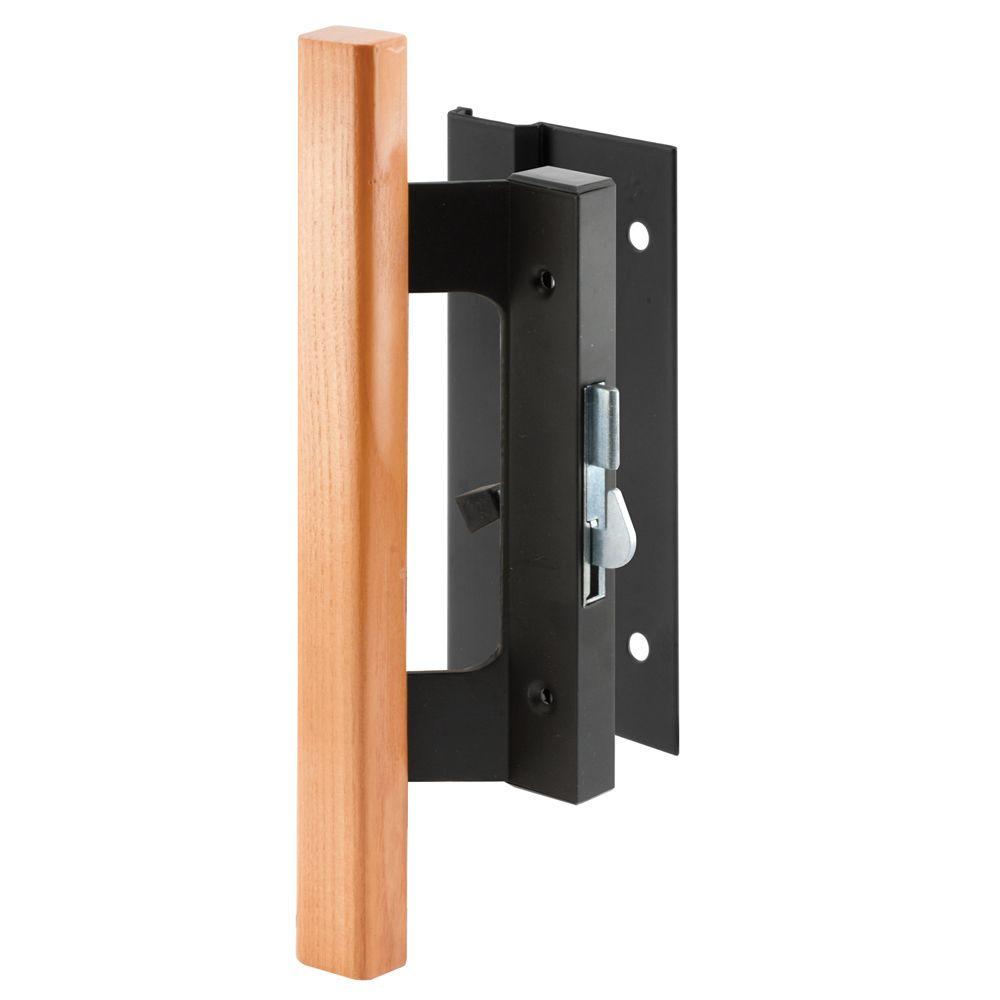 PrimeLine Sliding Door Handle Set, Black Finish, Wood HandleC 1061