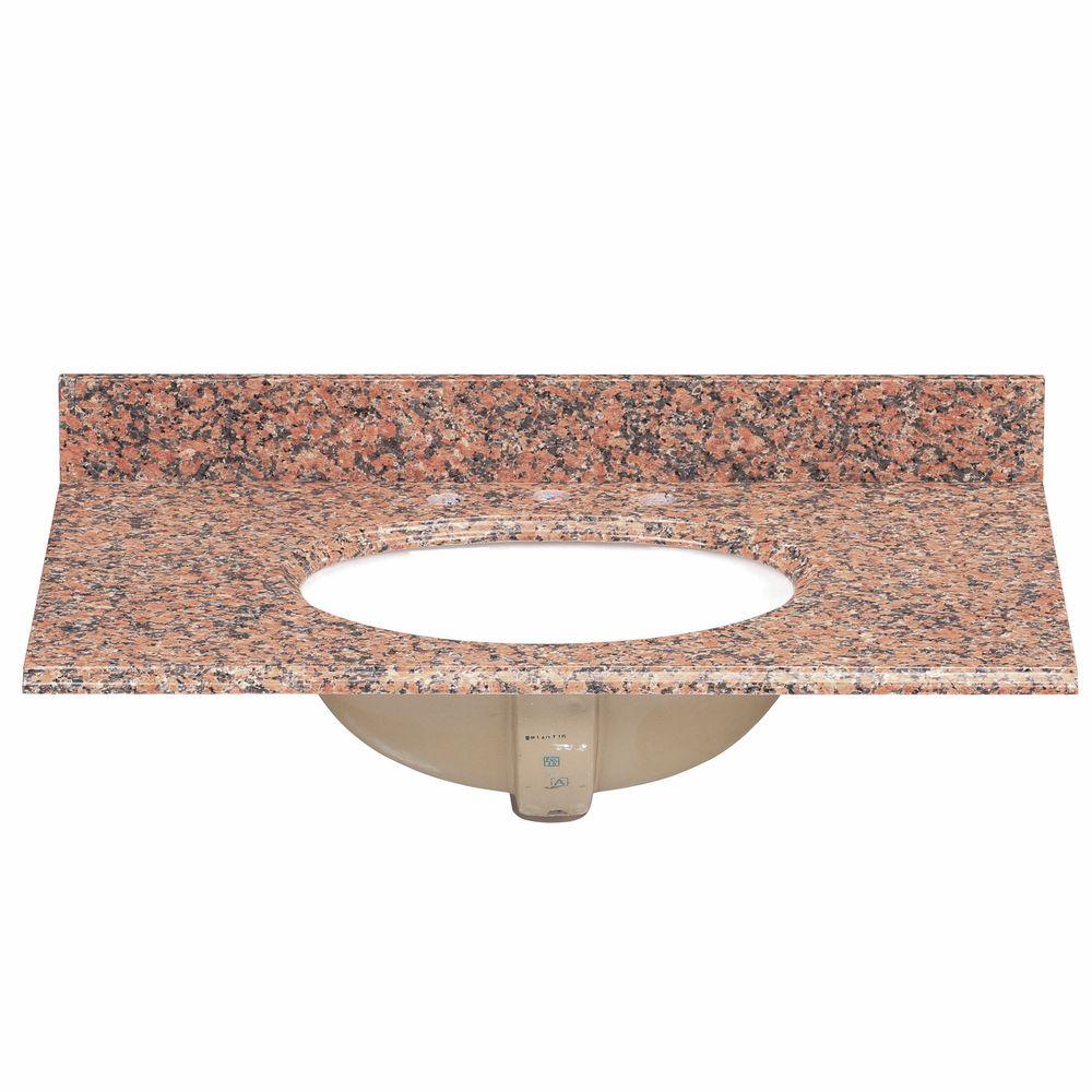 Pegasus 37 in. Granite Vanity Top in Terra Cotta with White Bowl37562  The Home Depot