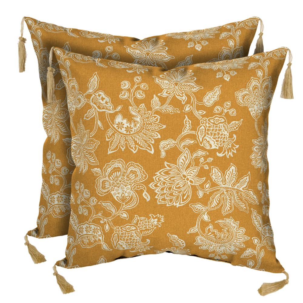 Hampton Bay Blush Medallion Square Outdoor Throw Pillow (2Pack)7050