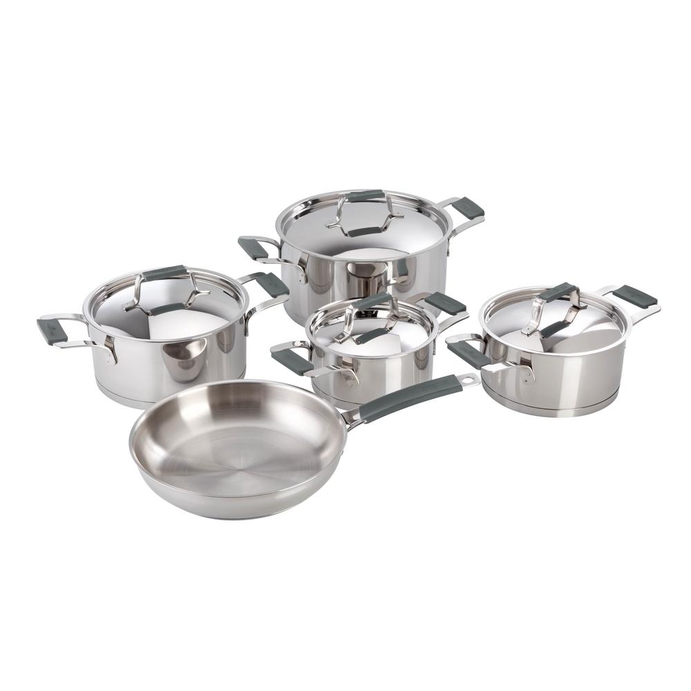 Magefesa Premier 9Piece Stainless Steel Cookware Set with Grey Handles