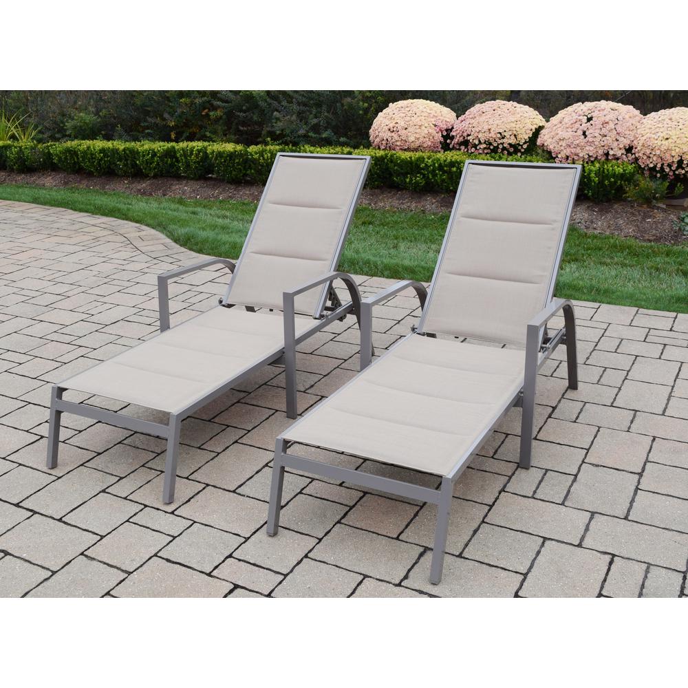 2 Piece Padded Sling Aluminum Patio Chaise Lounges