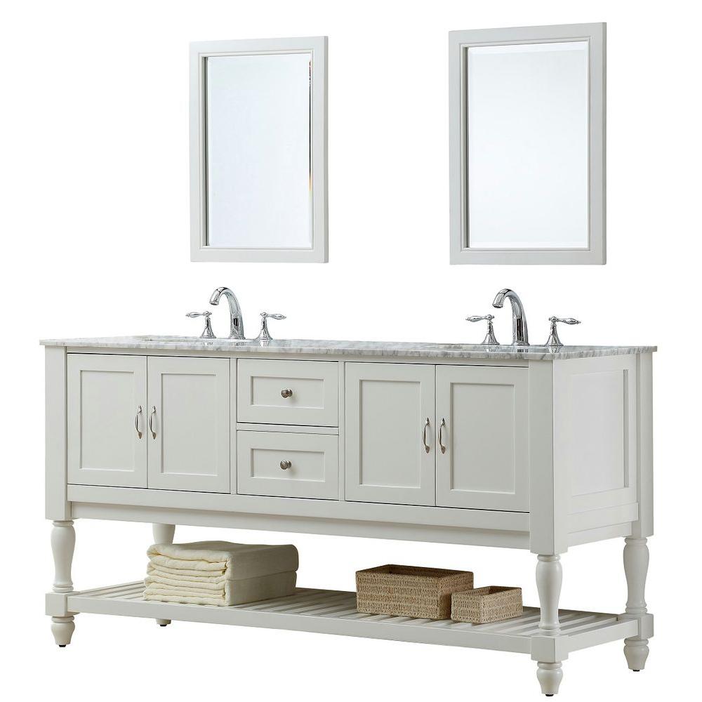 62 70 In Marble Double Sink Bathroom Vanities Bath The Mission Turnleg 70 In Double Vanity Pearl White With Marble Top Carrara