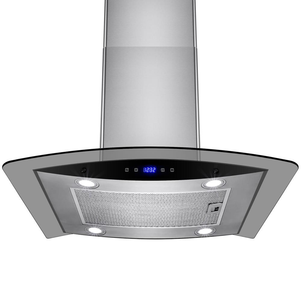 AKDY 30 in. Convertible Kitchen Island Mount Range Hood in ...