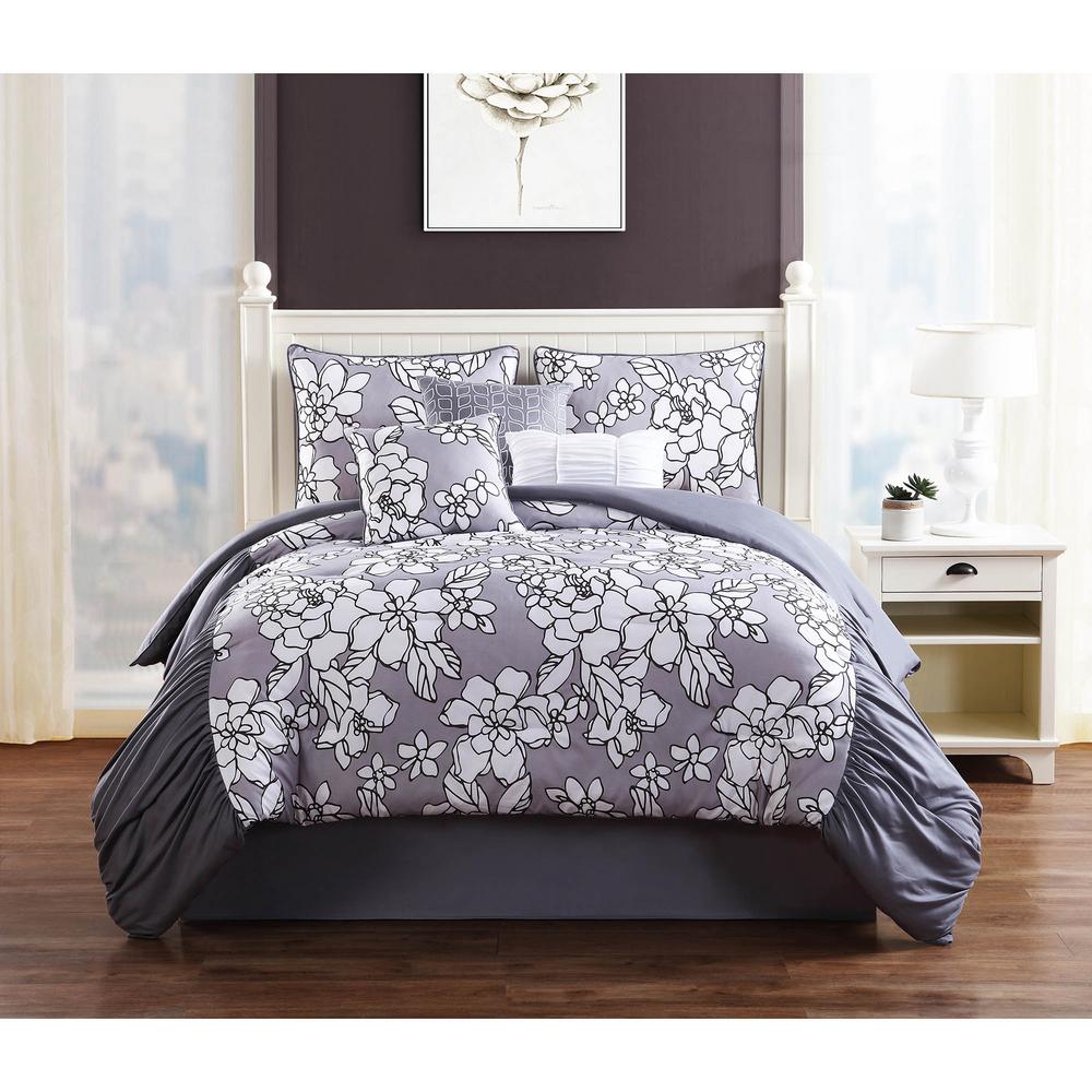 Studio 17 Province Grey 7 Piece Full Queen Comforter Set Ymz006832 Studio 17 Province Grey 7 Piece Full Queen Comforter Set