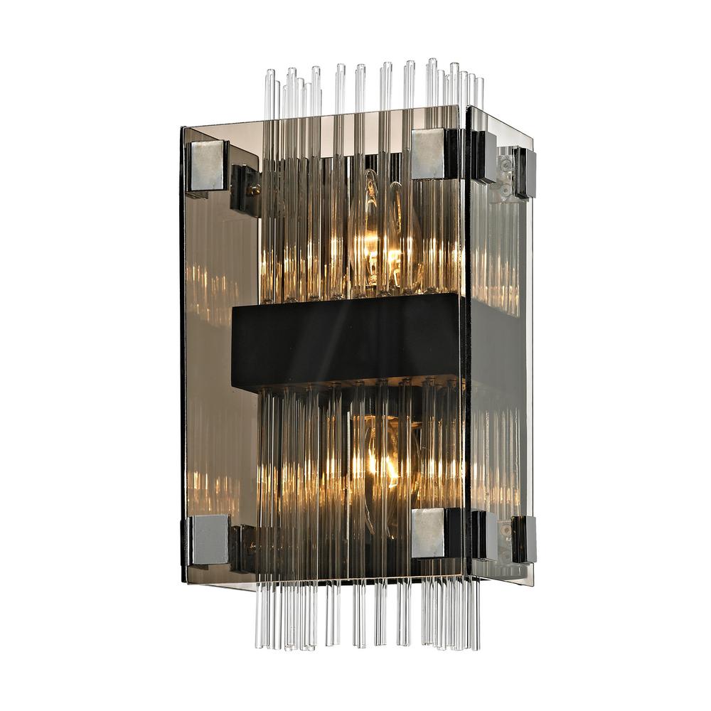 Troy Lighting Apollo 2-Light Dark Bronze and Polished Chrome 14 inch W Wall... by Troy Lighting