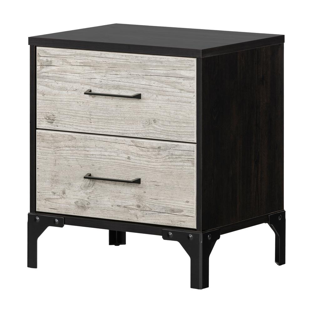 South Shore Versa 2 Drawer Nightstand In Gray Maple 10556 The Home Depot