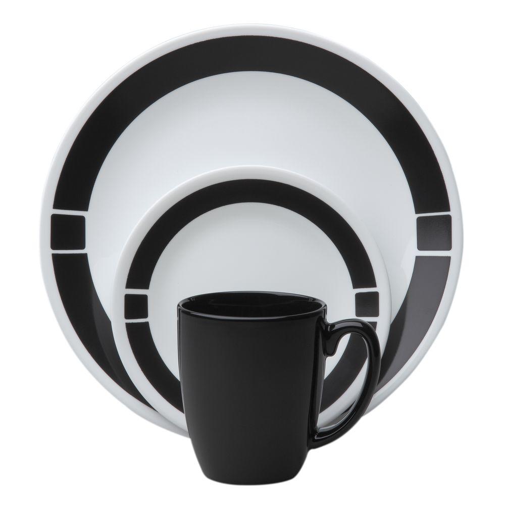 Corelle Livingware Urban Black 16Piece Vitrelle Dinnerware Set1060501