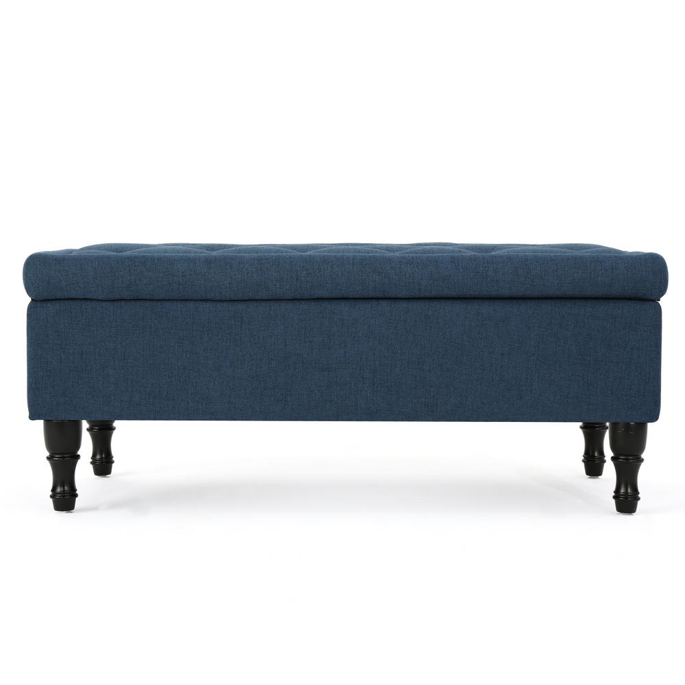 Noble House Chantelle Tufted Navy Blue Fabric Storage Ottoman-12482 ...