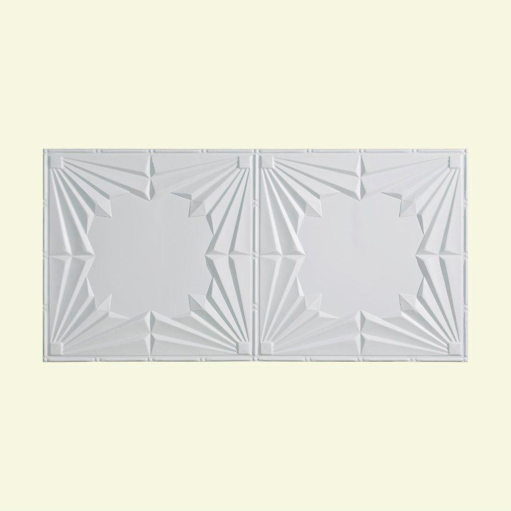 Fasade Art Deco 2 ft. x 4 ft. Glueup Ceiling Tile in Gloss WhiteG5500 The Home Depot