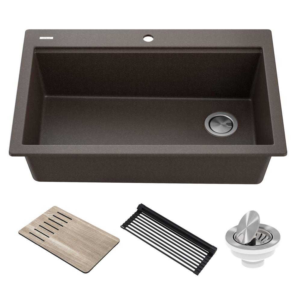 KRAUS Bellucci Workstation 33 in. Granite Composite Single Bowl Drop-In ...