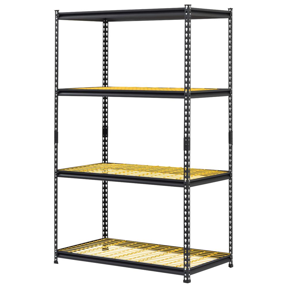 Muscle Rack Black Yellow 4 Tier Steel Garage Storage Shelving Unit 44 In W X 72 In H X 24 In D Ur442472yw4 The Home Depot