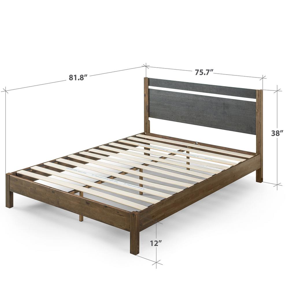 Zinus Stefan 12 in. King Wood Platform Bed with Headboard HD 