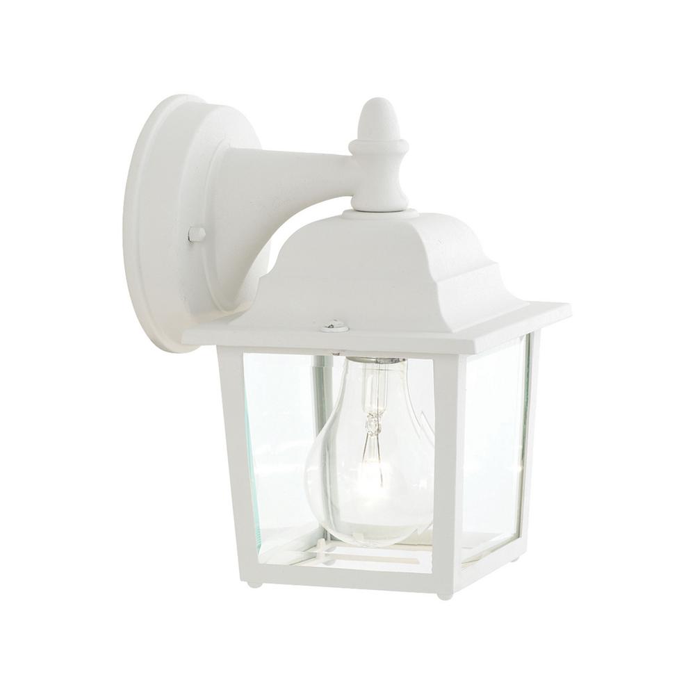 Thomas Lighting Hawthorne 1Light Matte White Outdoor Wall Lantern SconceSL94228 The Home Depot