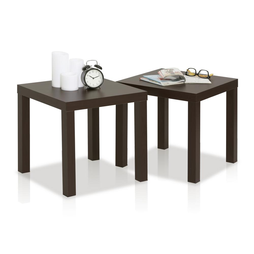 Furinno Classic Espresso End Table Set Of 2 2FRN001EX The Home Depot