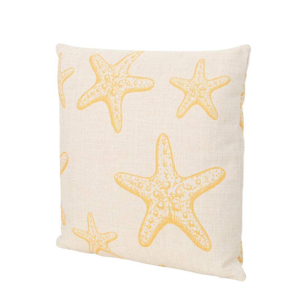 Noble House Kenny Starfish 18 In Square Outdoor Throw Pillow