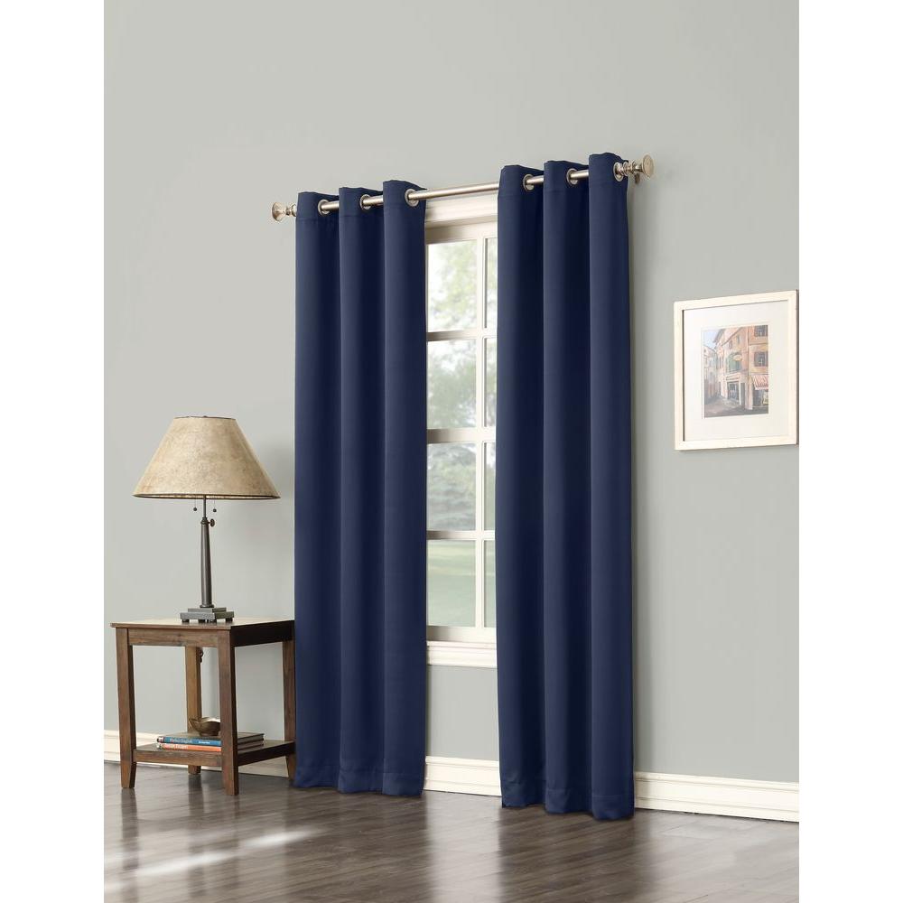 Sun Zero Blackout Gavin 95 In L Blackout Curtain Panel In Navy