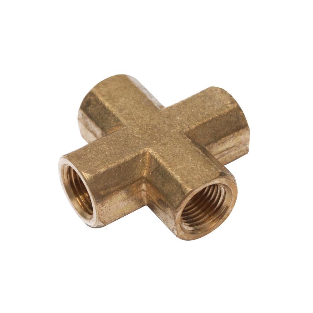 LTWFITTING 1/8 in. FIP Brass 4-Way Cross Fitting (5-Pack)-HF316205 ...