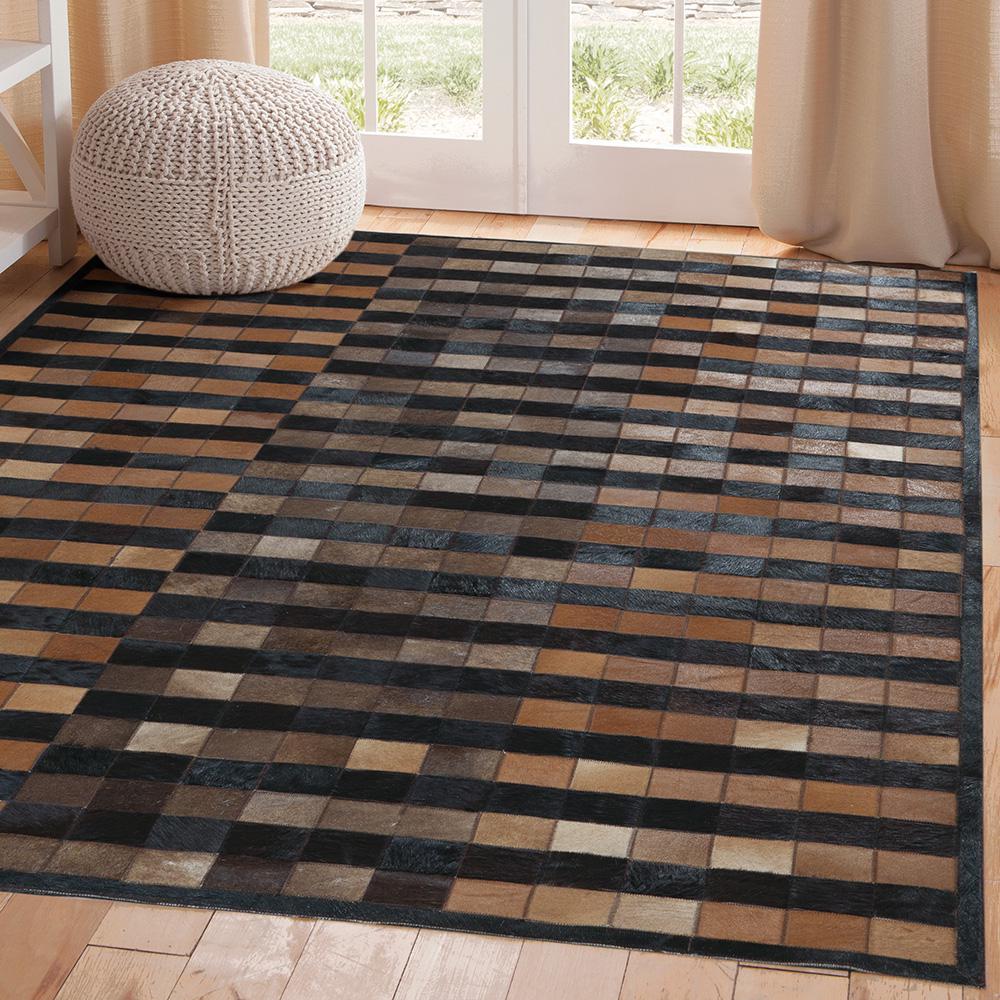 Unbranded Geo Hide Brown Black Natural 8 Ft X 10 Ft Area Rug 8806 8x10 The Home Depot