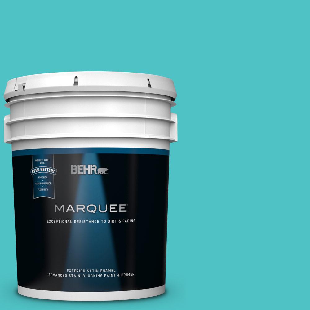 Behr Marquee 5 Gal 500b 4 Gem Turquoise Satin Enamel Exterior Paint And Primer In One 945405