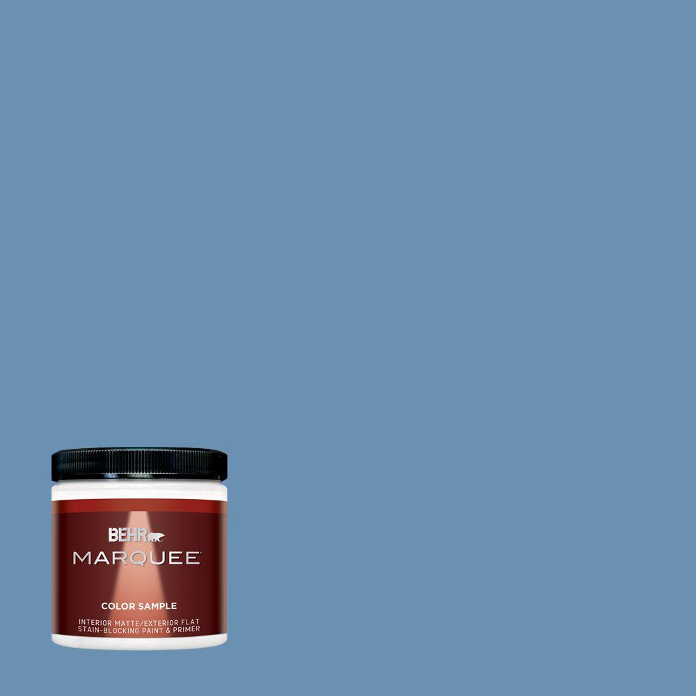 Behr Marquee 8 Oz M510 4 Brittany Blue One Coat Hide Matte M510 4 Brittany Blue One Coat Hide Matte Interior Exterior Paint And Primer In Sample