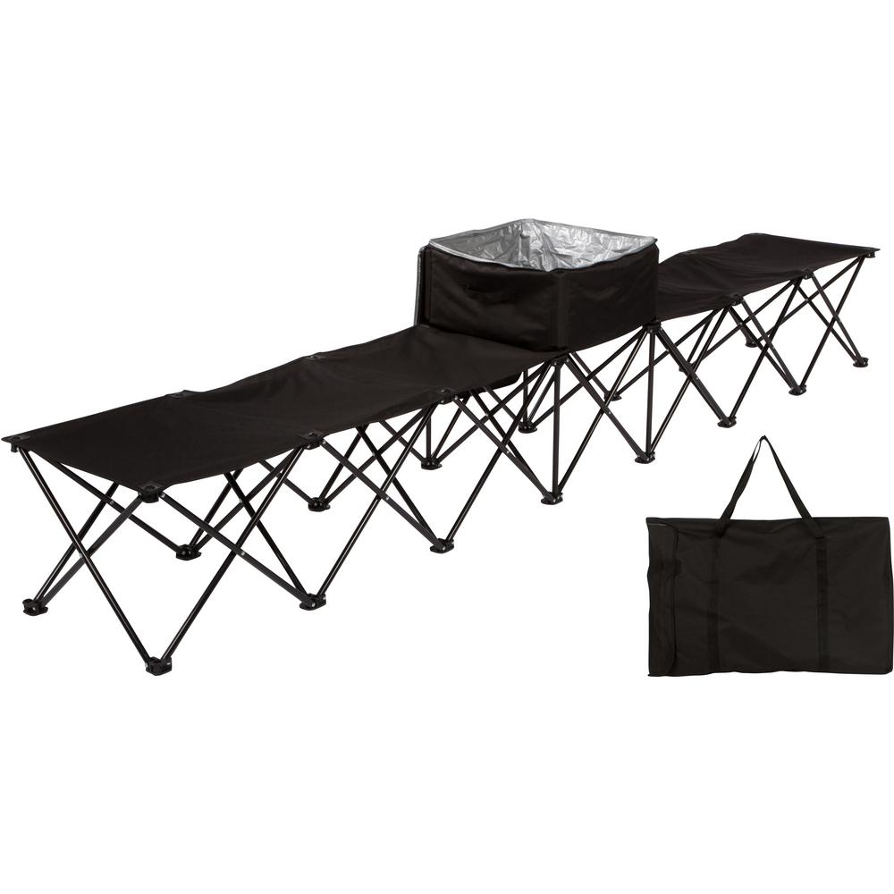 Trademark Innovations 10 Ft Black Portable 6 Seater Folding Team Black Portable 6 Seater Folding Team Sports Sideline Chair With